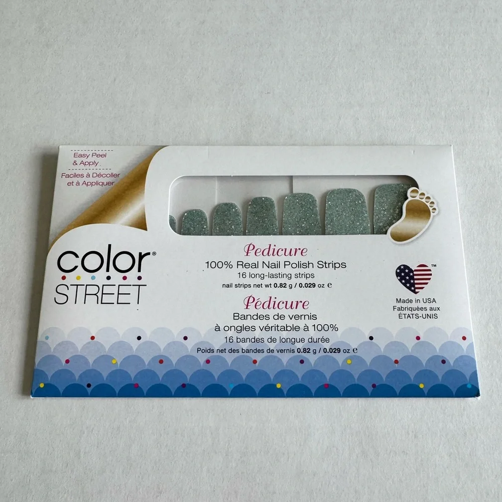 *Retired* Color Street: Deep Ocean (Pedicure) | Light Blue Glitter Winter Silver - Picture 3 of 8